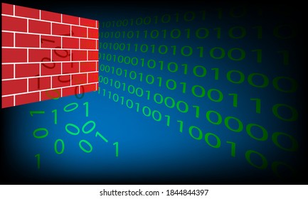 Firewall protect cyber, vector graphic design computer binary code hacker technology background
