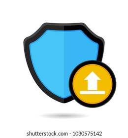 Firewall protect protection security shield upload icon. Vector illustration