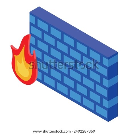 Firewall is protecting a network from an internet virus, as represented by the burning fire symbol