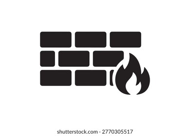 Firewall Protection Cyber Security Silhouette Icon