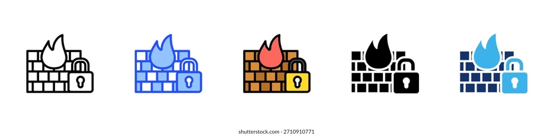 Colección de icono de protección de cortafuegos con varios estilos