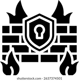 Firewall Protection Icon Glyph Vector Illustration