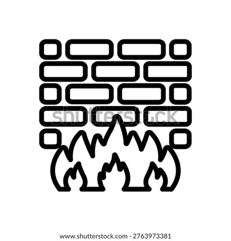 Firewall protection icon, Line Vector graphics