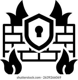 Firewall Protection Icon Mixed Vector Illustration