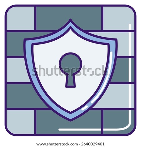 Firewall Protection icon represented by Shield, wall Lineal Color style.