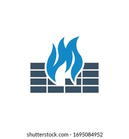 Firewall, icono de protección (ilustración vectorial)