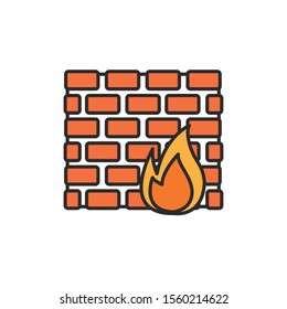 firewall protection internet flat line style illustration