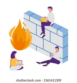 firewall protection isolated icon