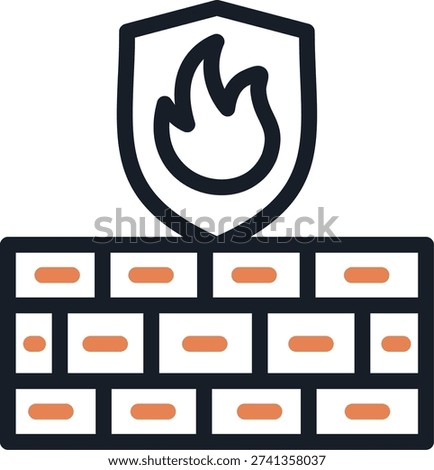 Firewall Protection Line Due Icon Design
