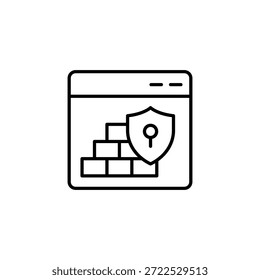 Firewall Protection With Website Security Shield Outline