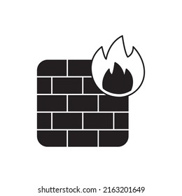 Firewall protection,security icon in black flat glyph, filled style isolated on white background