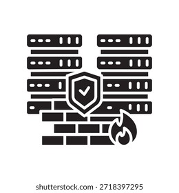 ícone de linha preta das regras de firewall. Elemento isolado do vetor.Traço editável