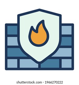 protección antivirus de seguridad de firewall icono aislado único con estilo de línea relleno