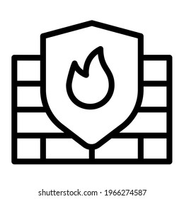firewall security anti virus protection single isolated icon with outline style