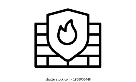 firewall security antivirus protection single isolated icon with outline style