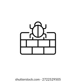 Icono minimalista del error de seguridad del cortafuegos, seguridad cibernética