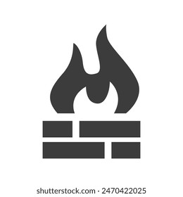 Firewall Security Icon Black and White Vector Graphic