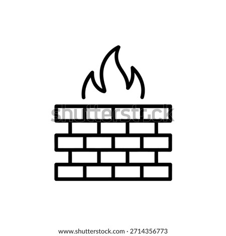 Firewall Security System Network Protection Strong Wall Defence Cybersecurity Connection Shield Outline Vector