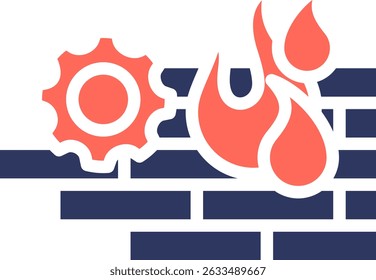 Ilustración vectorial de color de glifo de icono de configuración de cortafuegos