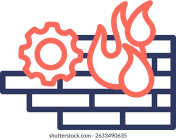 Firewall Setup Icon Line Color Vector Illustration
