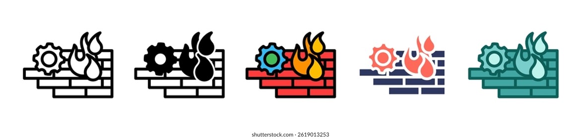 Firewall Setup Icon Multiple Vector Illustration