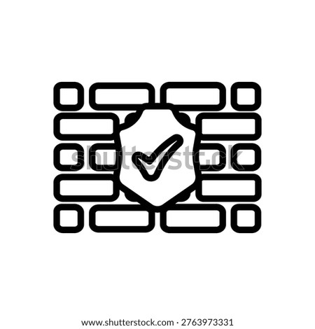 Firewall shield icon, Line Vector graphics