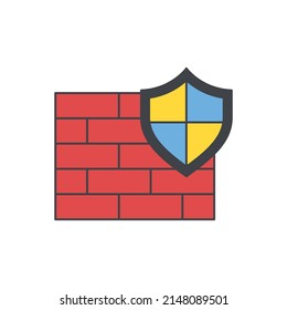 Firewall shield, security, antivirus icon in color icon, isolated on white background 