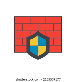 Firewall shield, security, antivirus icon in color icon, isolated on white background 