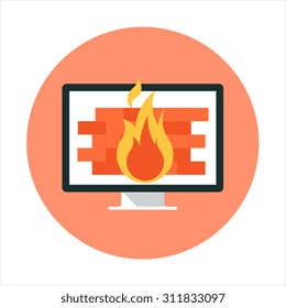 Firewall theme, flat style, colorful, vector icon for info graphics, websites, mobile and print media.