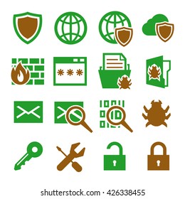 firewall, trojan icon set