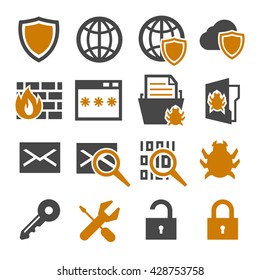 firewall, trojan icon set
