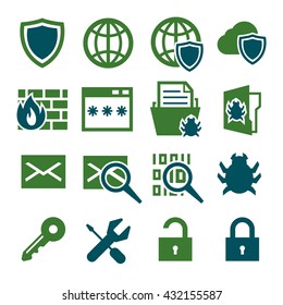 firewall, trojan icon set