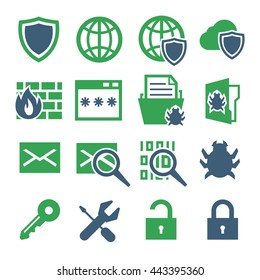 firewall, trojan icon set