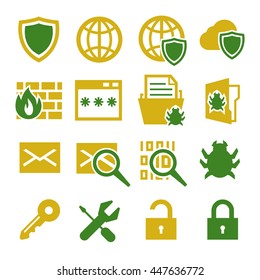 firewall, trojan icon set
