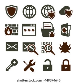 firewall, trojan icon set