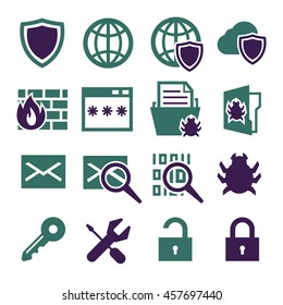 firewall, trojan icon set