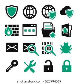 firewall, trojan icon set