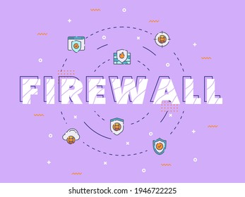 firewall typography with color outline style