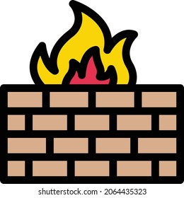 firewall vector colour line  icon