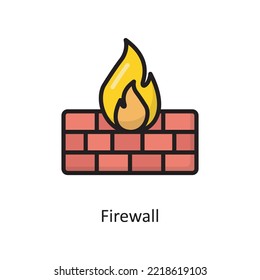 Firewall-Vektorgrafik ausgefüllte Outline-Icon-Design-Illustration. Cloud-Computing-Symbol auf weißem Hintergrund - EPS10-Datei
