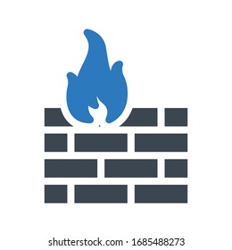 firewall vector glyph color icon 