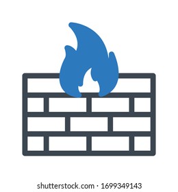 firewall vector glyph color icon 