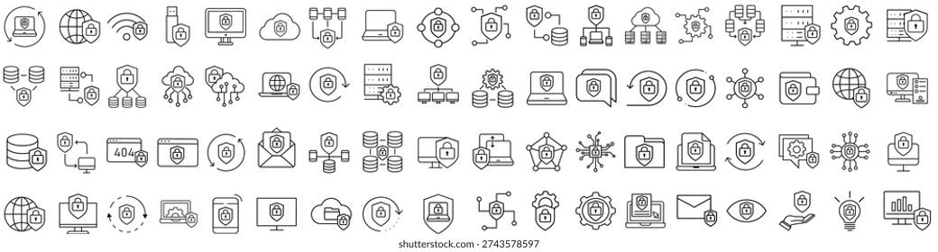 Firewall vector icon set. Cybersecurity Illustration sign collection. Computer antivirus symbol. Data protection logo.