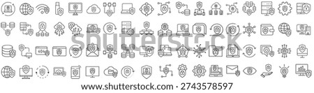 Firewall vector icon set. Cybersecurity Illustration sign collection. Computer antivirus symbol. Data protection logo.