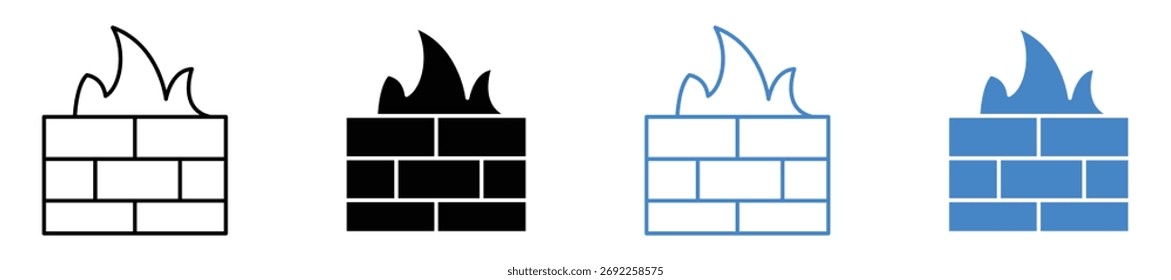 Firewall vector icons. Internet security symbol, Network protection sign and Data safe icon