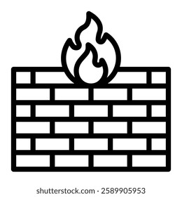 Firewall Vector Line Icon Design For Personal And Commercial Use