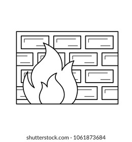 Icono de línea vectorial de cortafuegos aislado en fondo blanco. Icono de línea de cortafuegos para infografía, sitio web o aplicación.