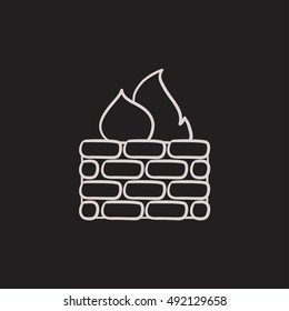 Firewall vector sketch icon isolated on background. Hand drawn Firewall icon. Firewall sketch icon for infographic, website or app.
