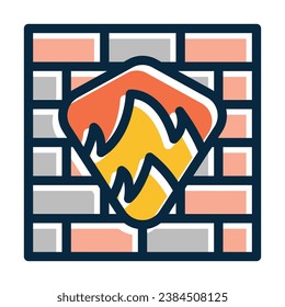 Firewall Vector Thick Line Filled Dark Colors Icons For Personal And Commercial Use.
