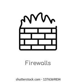 firewalls vector line icon. Simple element illustration. firewalls outline icon from technology concept. Can be used for web and mobile
